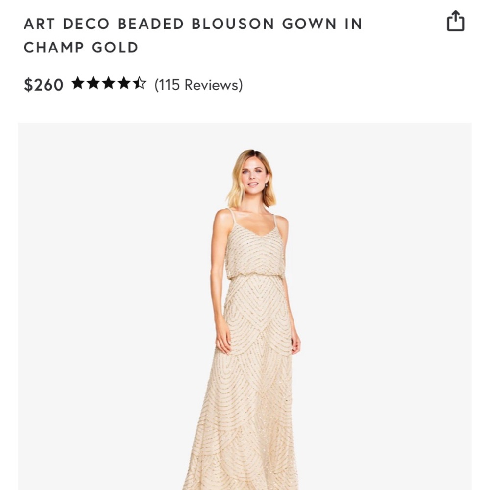 ART DECO BEADED BLOUSON GOWN IN CHAMP GOLD